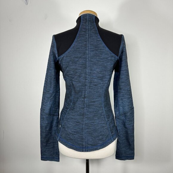 Lululemon Forme Jacket Reversible Slub Denim Limitless Blue & Black Size 8 - Picture 10 of 13